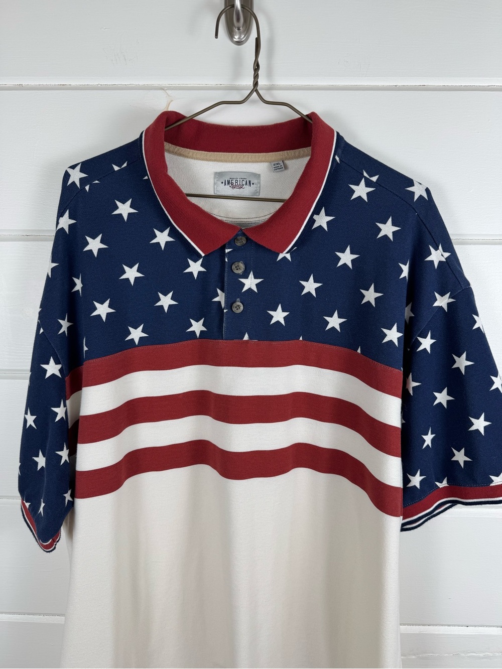 American Legacy USA Flag Polo Shirt Men’s 2XL Stars & Stripes